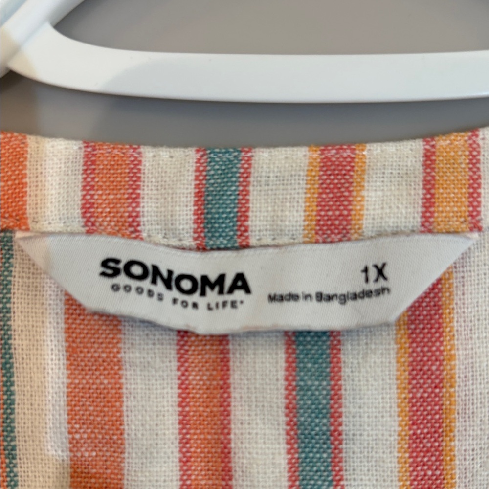 Sonoma Sleeveless Stripe Dress in Coral, Teal & Cream - Picture 2 of 2